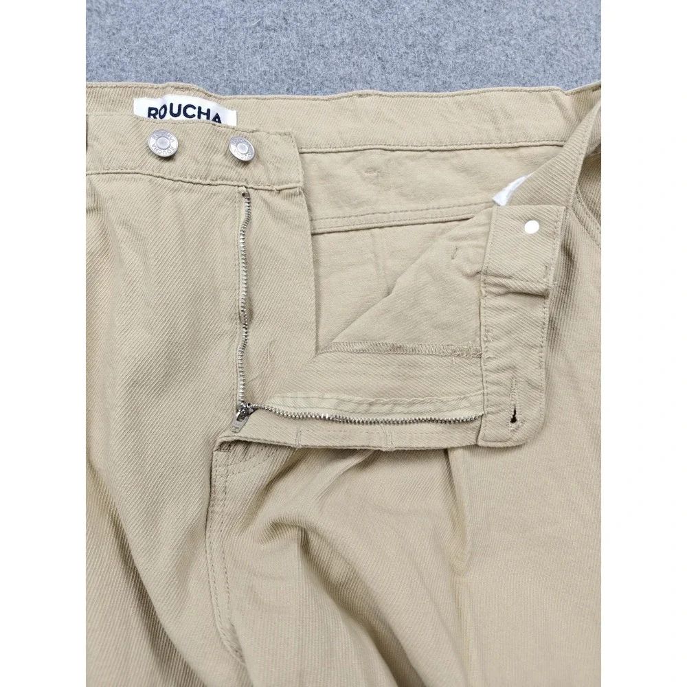 Roucha Pants Mens 42x29 Beige Wide Leg‎ Pleated Khaki Denim Relaxed Fit Casual
